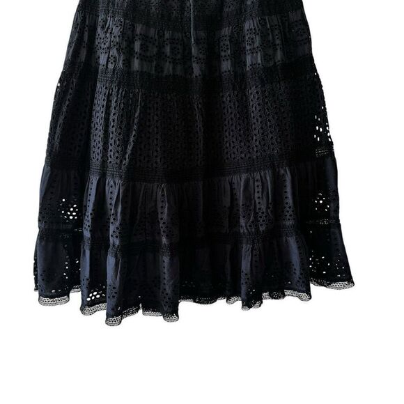 Ralph Lauren Y2K black eyelet tiered lined midi skirt Sz M # 2403 - Picture 4 of 16